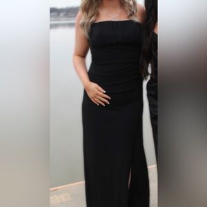 Elegant Black Strapless Evening Gown